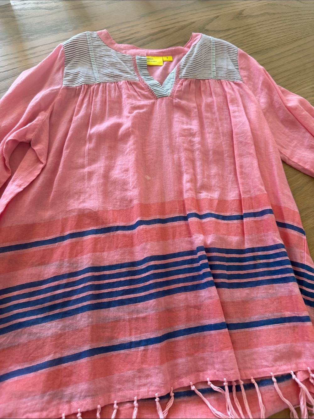 Roller Rabbit Pink and Navy Striped Cotton Kids Dress